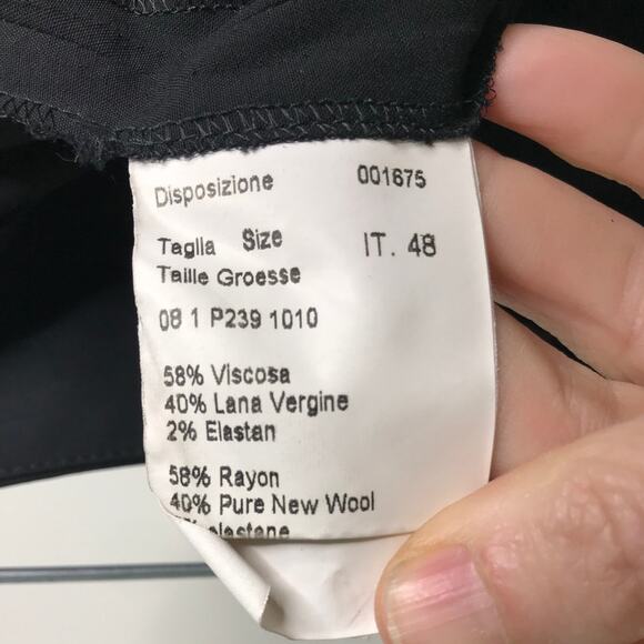 Piazza Sempione Trouser Womens Size 12/48it Black Slit Hem Pleated Pants Classic - Picture 9 of 10